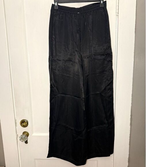 Athleta Calm Cool Wide Leg Satin Pants Black NWT Size Small - Picture 4 of 5